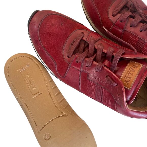 Bally Switzerland Okey Burgundy Suede and Leather Sneakers Size 7.5 main image 9